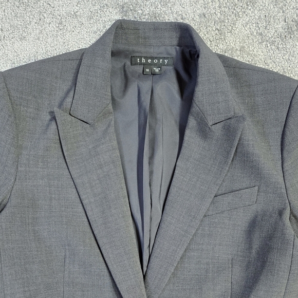 Theory Gabe B 2 Urban Virgin Wool Blend Gray One Button Blazer Career Preppy - Picture 4 of 10